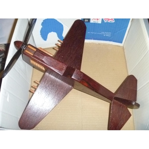 98 - Dark Wood, nicely made fighter aircraft, approx 12x12 inches