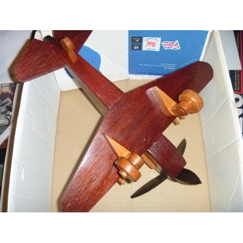 98 - Dark Wood, nicely made fighter aircraft, approx 12x12 inches