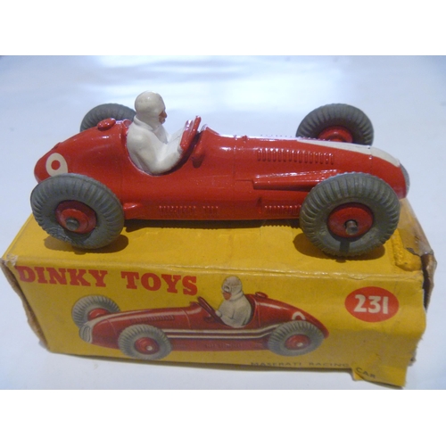 163 - ORIGINAL DINKY TOYS BOXED MASERATI RACING CAR (MODEL IS EXCELLENT, BOX IS FAIR)