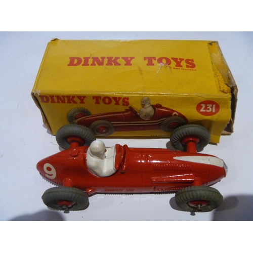 163 - ORIGINAL DINKY TOYS BOXED MASERATI RACING CAR (MODEL IS EXCELLENT, BOX IS FAIR)