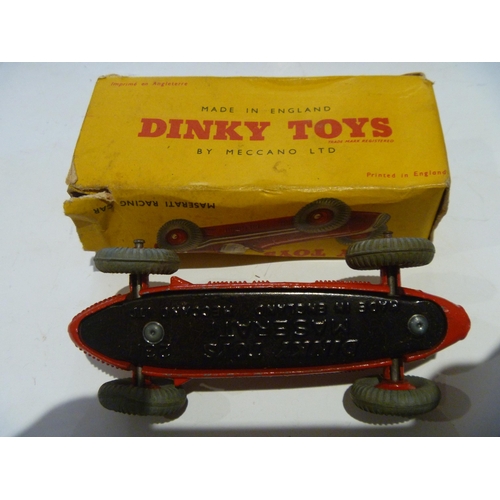 163 - ORIGINAL DINKY TOYS BOXED MASERATI RACING CAR (MODEL IS EXCELLENT, BOX IS FAIR)