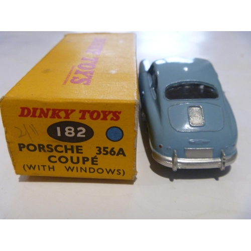 166 - ORIGINAL DINKY TOYS BOXED PORSCHE 356A CAR (MODEL IS EXCELLENT, BOX IS GOOD)