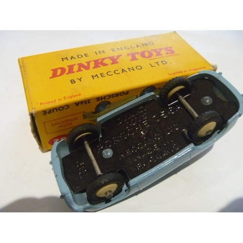 166 - ORIGINAL DINKY TOYS BOXED PORSCHE 356A CAR (MODEL IS EXCELLENT, BOX IS GOOD)