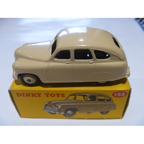 170 - ORIGINAL DINKY TOYS BOXED 153 STANDARD VANGUARD IN CREAM (MODEL IS EXCELLENT, BOX IS EXCELLENT)