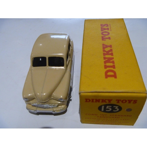 170 - ORIGINAL DINKY TOYS BOXED 153 STANDARD VANGUARD IN CREAM (MODEL IS EXCELLENT, BOX IS EXCELLENT)