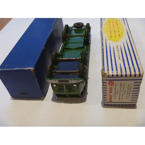 71 - ORIGINAL DINKY TOYS BOXED FODEN FLAT TRUCK WITH CHAINS (1 CHAIN POST IS BROKEN OTHERWISE MODEL IS VE... 