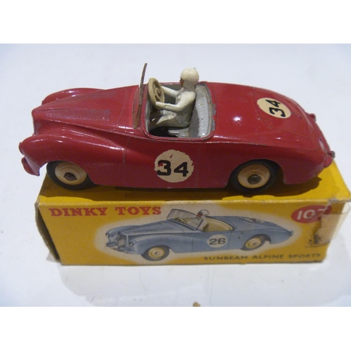 93 - ORIGINAL DINKY TOYS BOXED SUNBEAM ALPINE SPORTS (MODEL IS VERY GOOD BOX IS FAIR , 1 END TAPED AND LA... 