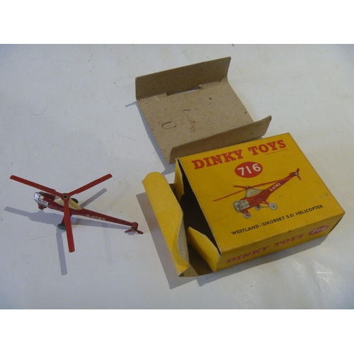 98 - ORIGINAL DINKY TOYS BOXED WESTLAND SIKORSKY HELICOPTER (MODEL IS VERY GOOD BUT LACKS ROTAR PIN, BOX ... 