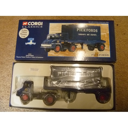 7 - Corgi Models Heavy Haulage Thames Trader tractor and flat trailer & load Pickfords. No 30501