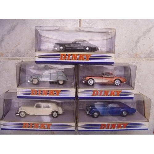 5 DIFFERENT MATCHBOX DINKY MODELS  INCLUDING CORVETTE CITROEN MERCEDES AND BENTLEY - MODELS NEW IN VERY GOOD PACKAGING