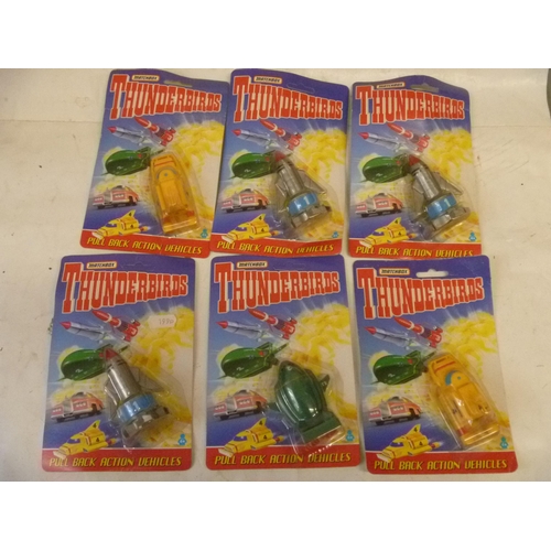 42 - MATCHBOX THUNDERBIRDS GERRY ANDERSON PULL BACK VEHICLES SEALED ON CARDS