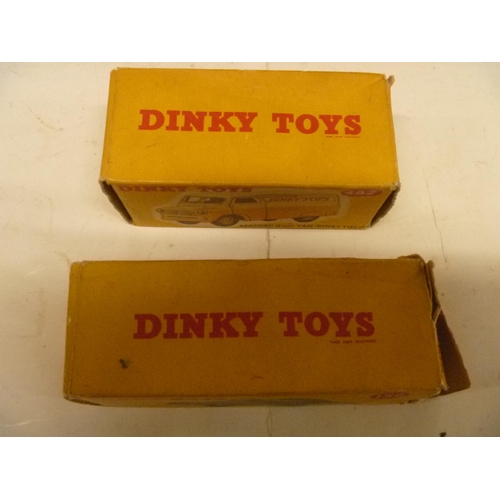 85 - 2 USEFUL ORIGINAL DINKY TOYS EMPTY BOXES 1 COMPLETE , 1 LACKING 1 INNER FLAP