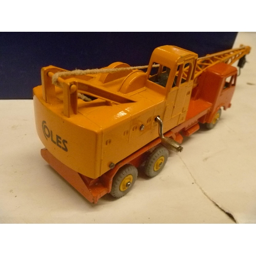 133 - DINKY TOYS VINTAGE BOXED COLES LORRY MOUNTED CRANE, BOX LID WITH 2 SPLITS