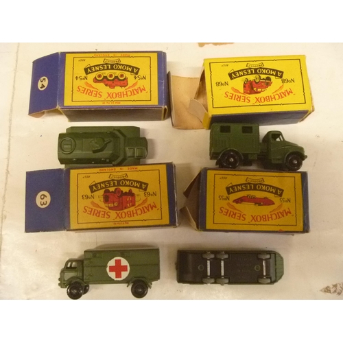 150 - LESNEY MATCHBOX BOXED MILITARY VEHICLES x4 (BOXES OK BUT 1 BOX LACKS END FLAP)