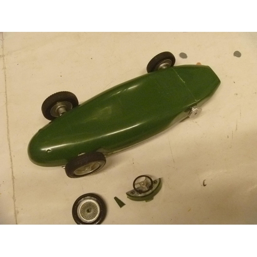 166 - MERIT PLASTIC VANWALL IN GOOD CONDITION BUT 1 WHEEL AND DASH DETACHED