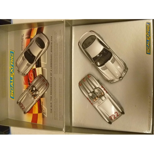 219 - SCALEXTRIC SLOT CAR - MERCEDES BENZ MILLE MIGLIA SET (SLOT CARS HAVE BEEN REMOVED FROM THEIR BOXES A... 