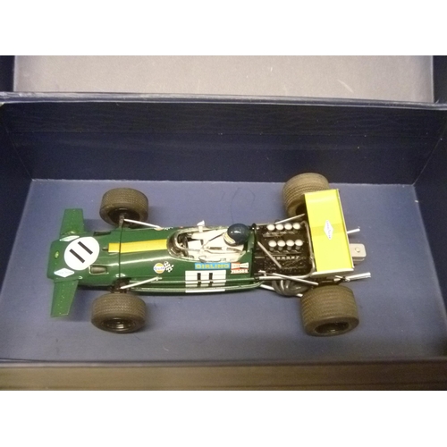 261 - SCALEXTRIC SLOT CAR - 4 RACING LEGENDS INCLUDING LOTUS TYPE 72 AND MASERATI 250 F (SLOT CARS HAVE BE... 