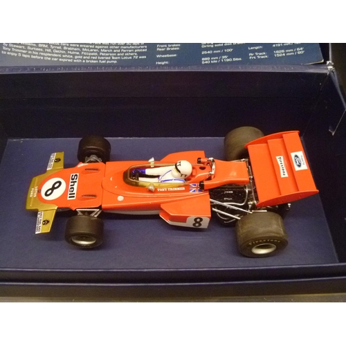 261 - SCALEXTRIC SLOT CAR - 4 RACING LEGENDS INCLUDING LOTUS TYPE 72 AND MASERATI 250 F (SLOT CARS HAVE BE... 