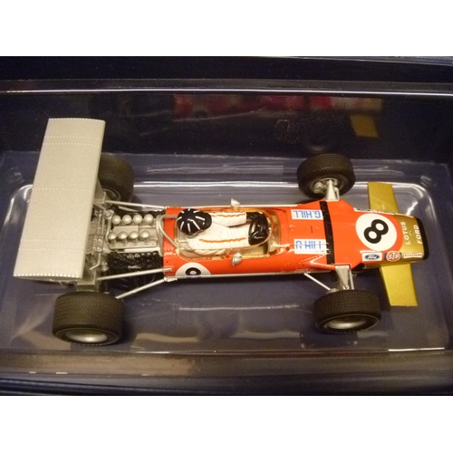 262 - SCALEXTRIC SLOT CAR - 3 RACING LEGENDS INCLUDING LOTUS FORD AND VANWALL (SLOT CARS HAVE BEEN REMOVED... 