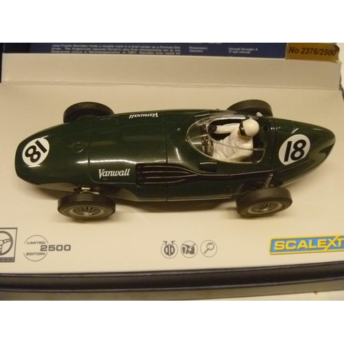 262 - SCALEXTRIC SLOT CAR - 3 RACING LEGENDS INCLUDING LOTUS FORD AND VANWALL (SLOT CARS HAVE BEEN REMOVED... 