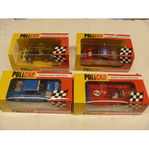 264 - POLICAR SLOT CAR - 4 MODELS INCLUDING FERRARI F40 (SLOT CARS HAVE BEEN REMOVED FROM THEIR BOXES AT S... 