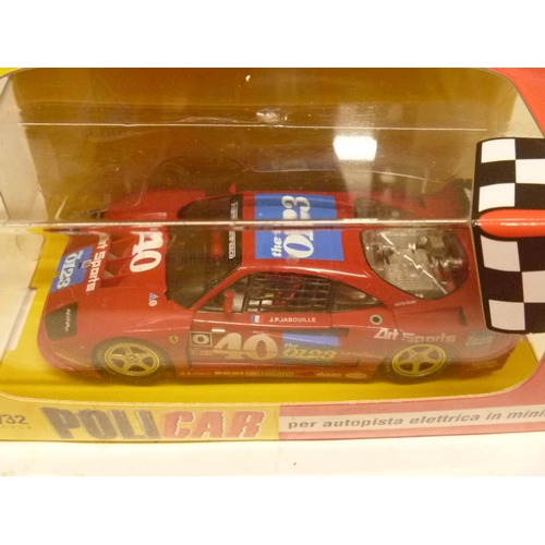 264 - POLICAR SLOT CAR - 4 MODELS INCLUDING FERRARI F40 (SLOT CARS HAVE BEEN REMOVED FROM THEIR BOXES AT S... 