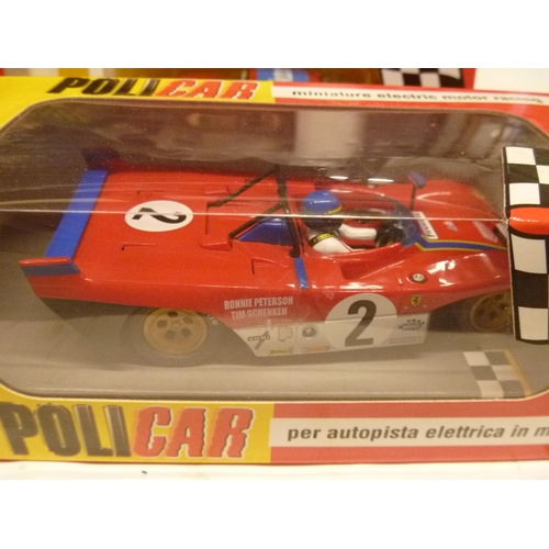 264 - POLICAR SLOT CAR - 4 MODELS INCLUDING FERRARI F40 (SLOT CARS HAVE BEEN REMOVED FROM THEIR BOXES AT S... 