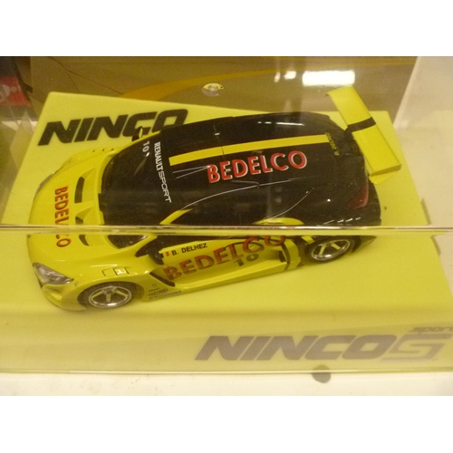 270 - NINCO SLOT CAR - 4 MODELS INCLUDING RENAULT MEGANE JAGUAR XK AND SUBARU (SLOT CARS HAVE BEEN REMOVED... 