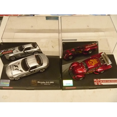 274 - CARRERA SLOT CARS - mercedes sl amg and vw beetle drag car (SLOT CARS HAVE BEEN REMOVED FROM THEIR B... 