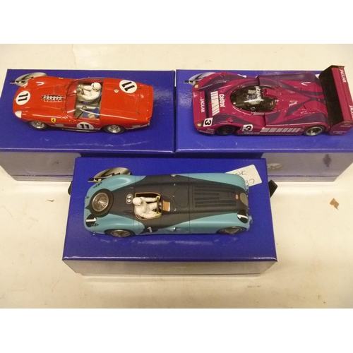 275 - LM LE MANS SLOT CARS - BUGATTI TANK JAGAUR XJR AND FERRARI LE MANS 1961 (SLOT CARS HAVE BEEN REMOVED... 