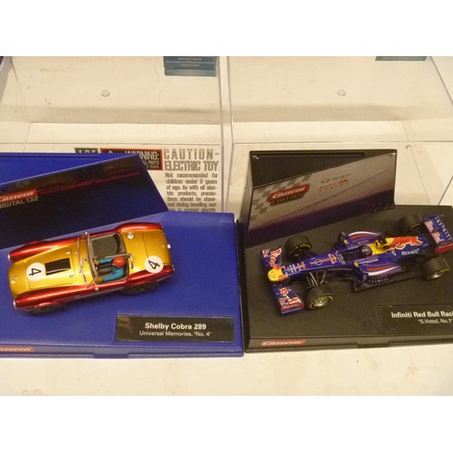 273 - CARRERA SLOT CARS SHELBY COBRA AND INFINITI RED BULL (SLOT CARS HAVE BEEN REMOVED FROM THEIR BOXES A... 