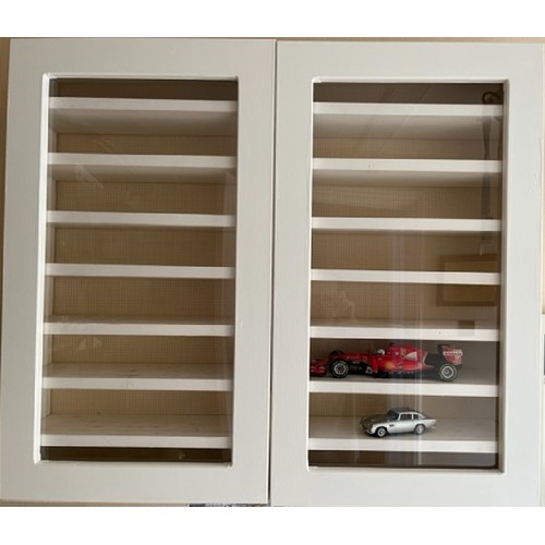 294 - SLOT CAR DISPLAY CABINETS x3 - CUSTOM BUILT WITH PERSPEX FRONT, DESIGNED SPECIFICALLY FOR SLOT CARS ... 