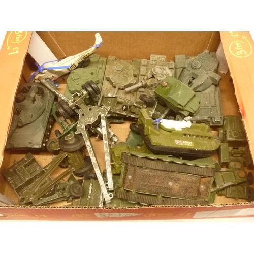 36 - QTY OF PLAYWORN MOSTLY DINKY AND CRESCENT MILITARY / ARMY RELATED VEHICLES