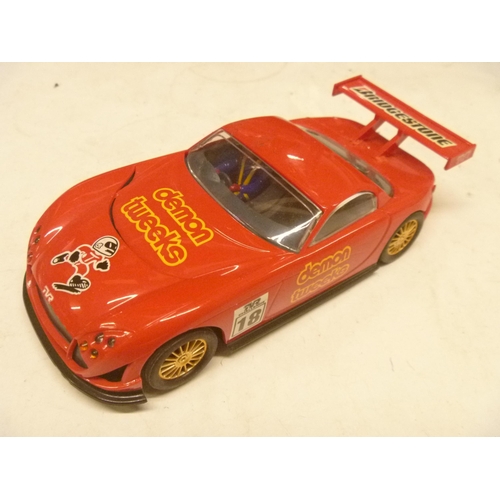 127 - SCALEXTRIC SLOT CAR UNBOXED - LIGHT USE TVR SPEED 8 REAR SPOILER GLUED ON BADLY