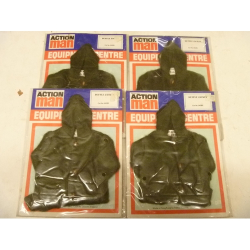 68 - 4 ACTION MAN DUFFLE JACKETS SEALED ON CARDS