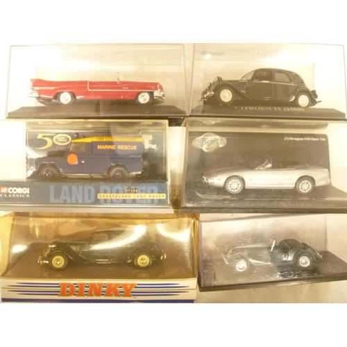 76 - CORGI AND DINKY AND SIMILAR CASED MODELS INCLUDING MG CITROEN JAGUAR AND MORGAN