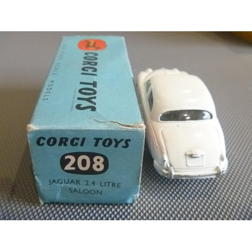 122 - VINTAGE ORIGINAL CORGI TOYS JAGUAR 2.4L (DIECAST GOOD BUT PAINT A BIT FLAT, BOX FAIR WITH SOME CREAS... 