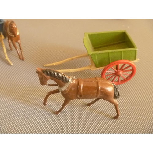 136 - 3 vintage britains HORSE AND CARTS