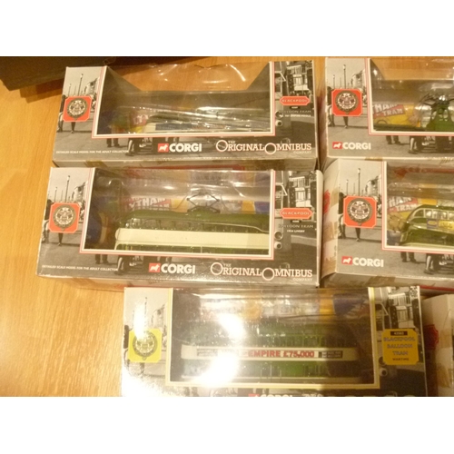 144 - 8 CORGI BLACKPOOL BALLOON TRAMS (SOME UNSECURED FROM THE INTERNAL PACKAGING - POSSIBLY DUE TO PREVIO... 
