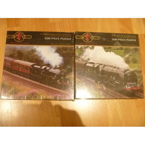 164 - 2 RAILWAY INTEREST 500 PIECE UNUSED UNOPENED JIGSAW PUZZLE CUMBRIAN MOUNTAIN EXPRESS AND DUCHESS OF ... 