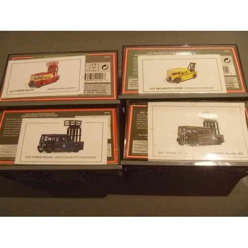 166 - CORGI OOC THE ORIGINAL OMNIBUS BOXED AEC AND GUY TOWER WAGONS AND BREAKDOWN LORRY