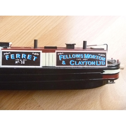 56 - Canal barge model Ferret No.58 Fellows Morton & Clayton Ltd ref:15097, in wood approx 35cm length