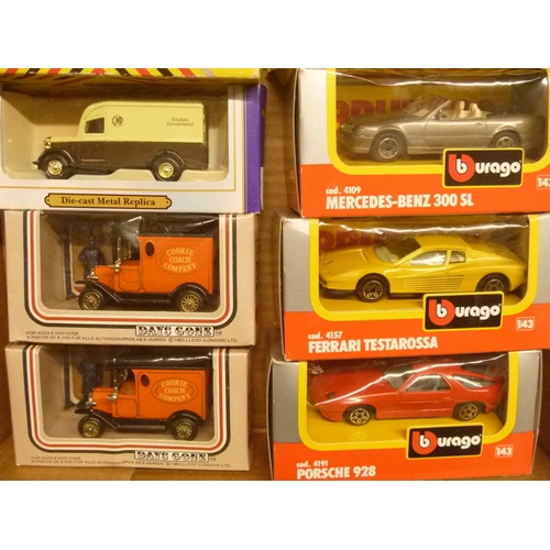 96 - MIXED LOTS OF BOXED AND UNBOXED DIECAST INCLUDING 3 BURAGO 4 SHELL SPORTCARS OXFORD DIECAST UNBOXED ... 