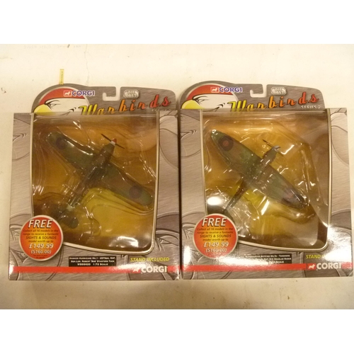 158 - 2 CORGI WARBIRDS AIRCRAFT SPITFIRE AND HURRICANE