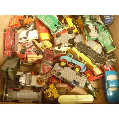 190 - QTY OF SIMILAR PLAYWORN VINTAGE DIECAST MOSTLY LESNEY MATCHBOX AND CORGI JUNIOR SIZED MODELS