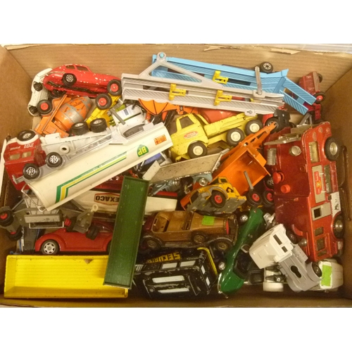 192 - QTY OF PLAYWORN VINTAGE DIECAST MOSTLY LARGER CORGI SIZED MODELS TO INCLUDE A BATCOPTER WITH FAULTS