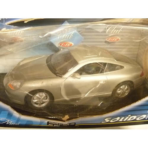 200 - 2 SOLIDO 1/18 PORSCHE 911 AND JAGUAR XKR