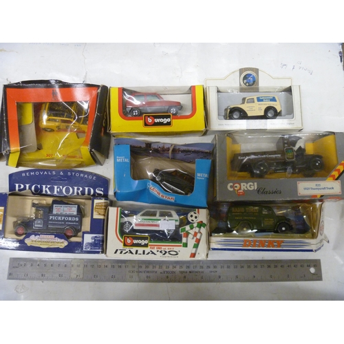GROUP OF DIECAST MODELS IN SQUASHED OR DAMAGED BOXES (DIECAST GENERALLY VGC EXCEPT RENAULT 5 IS PLAYWORN)