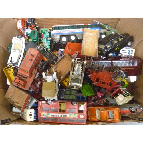 33 - TRAY OF PLAYWORN DIECAST INC. CORGI TOYS MAGIC ROUNDABOUT AND BUDGIE WELLS FARGO STAGECOACH (WITH FA... 