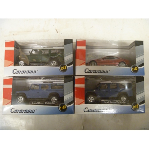 60 - 3 X LAND ROVER AND ASTON MARTIN CARARAMA 1/43 SCALE MODELS